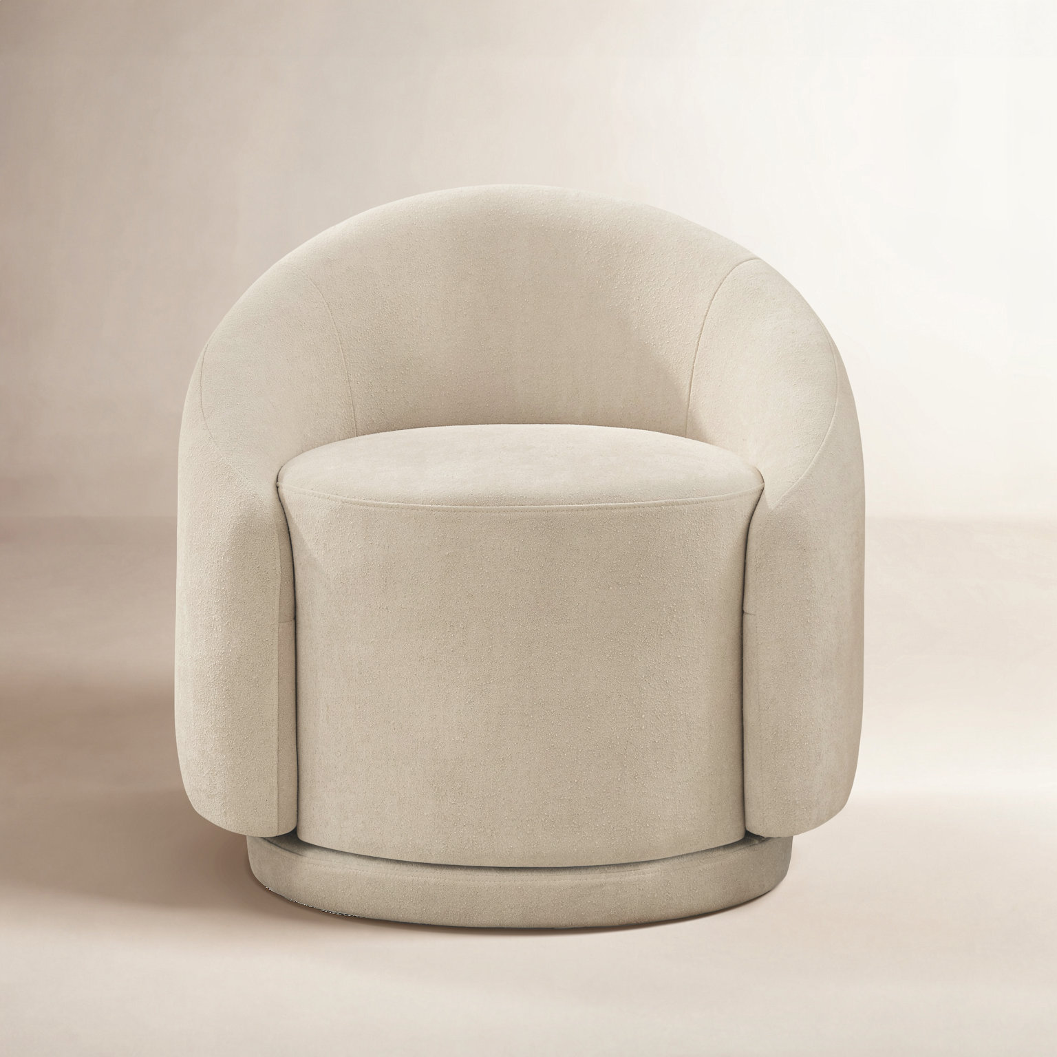 Pierre Swivel Accent Chair, Cream Performance Boucle