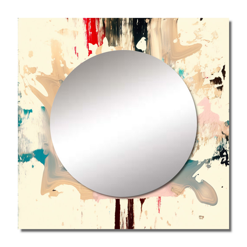 "Dancing Alone Minimal", peinture abstraite II - grand miroir mural carré décoratif pour chambre à coucher, 23 po x 23 po