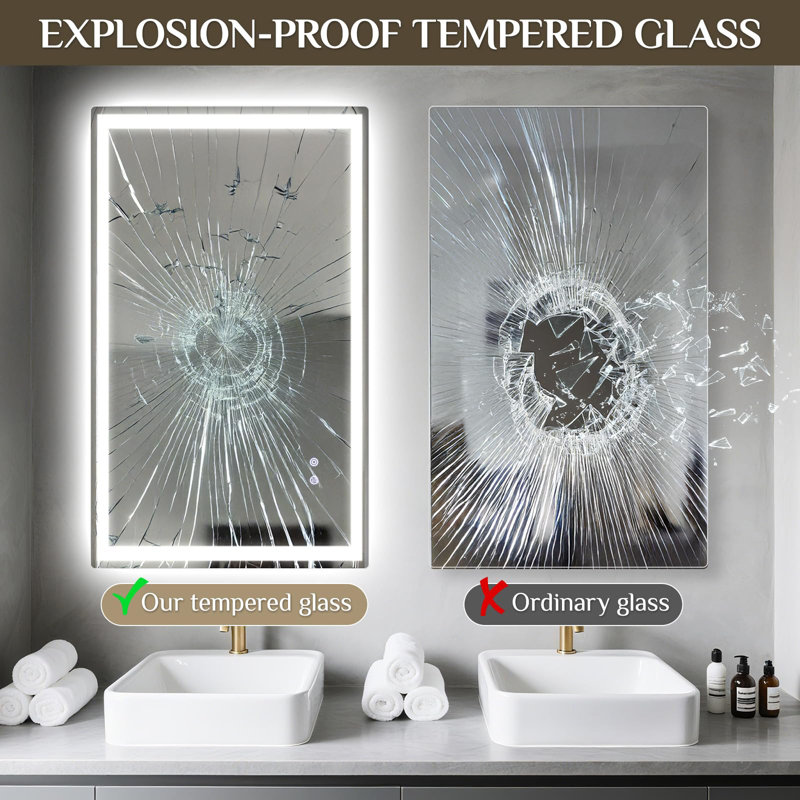 Rectangle Wall Makeup / Shaving Mirror, 100 cm H x 60 cm W
