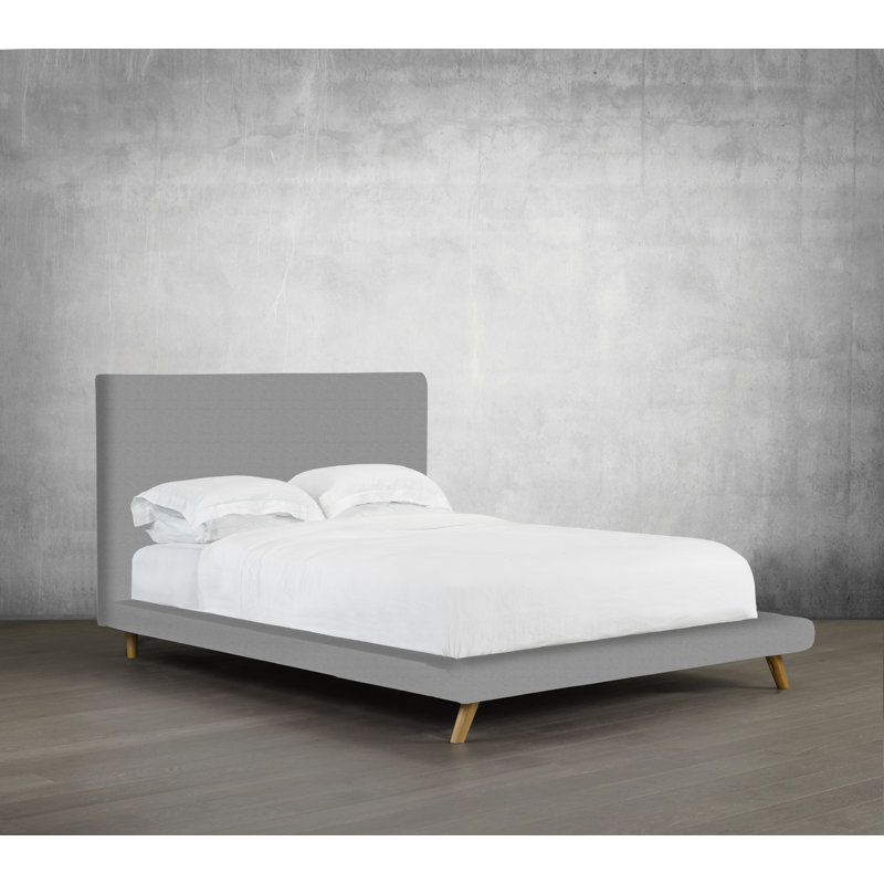 Lit plateforme tapissier Brownell, Argent, Très grand