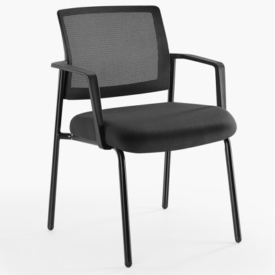 1 Pack Mesh Back Stacking Arm Chairs, Guest Reception Chairs, Ergonomic Office Chair with Armrests