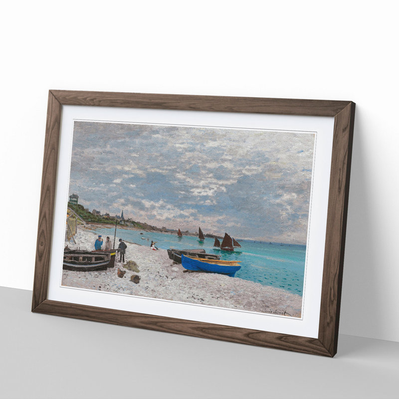 The Beach at Sainte Adresse by Claude Monet - Framed Print, 48cm H x 65cm W x 2cm D, Walnut Framed