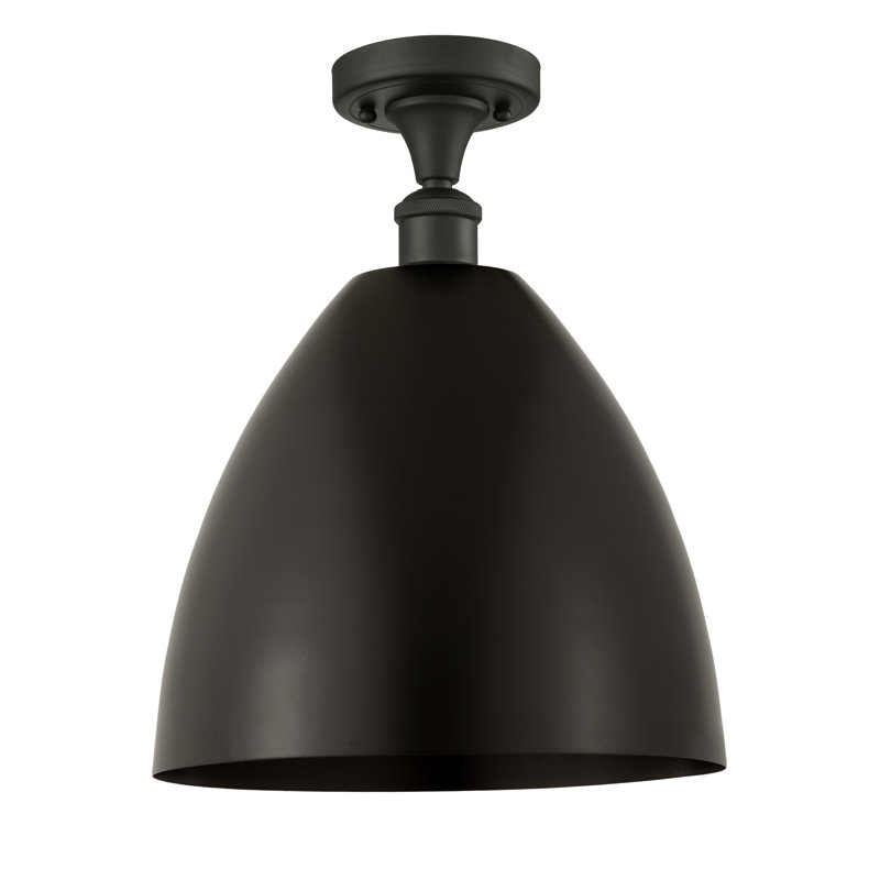 Plafonnier semi-encastré 1 lumière, Bronze huilé, H 14,75 po x l 12 po x P 12 po, DEL