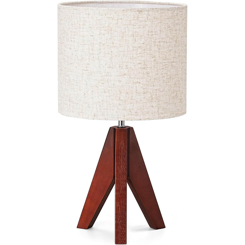 Wood Table Lamp, Oak, Light Grey