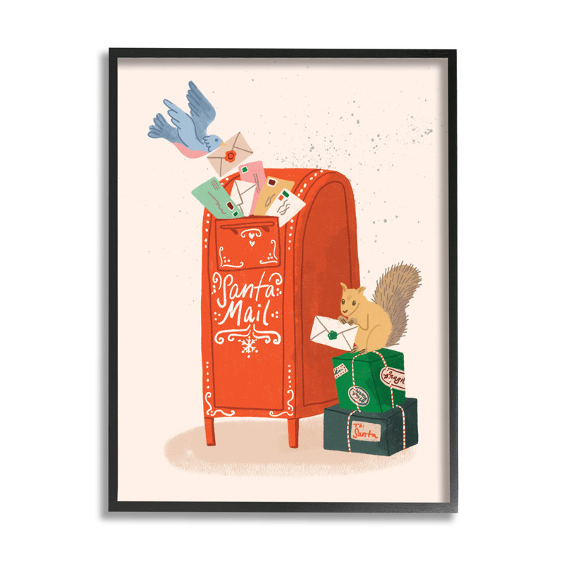 Santa's Mail, lettres postales at-156, Giclée encadrée noir minuit, H 14 po x l 11 po x P 1,5 po