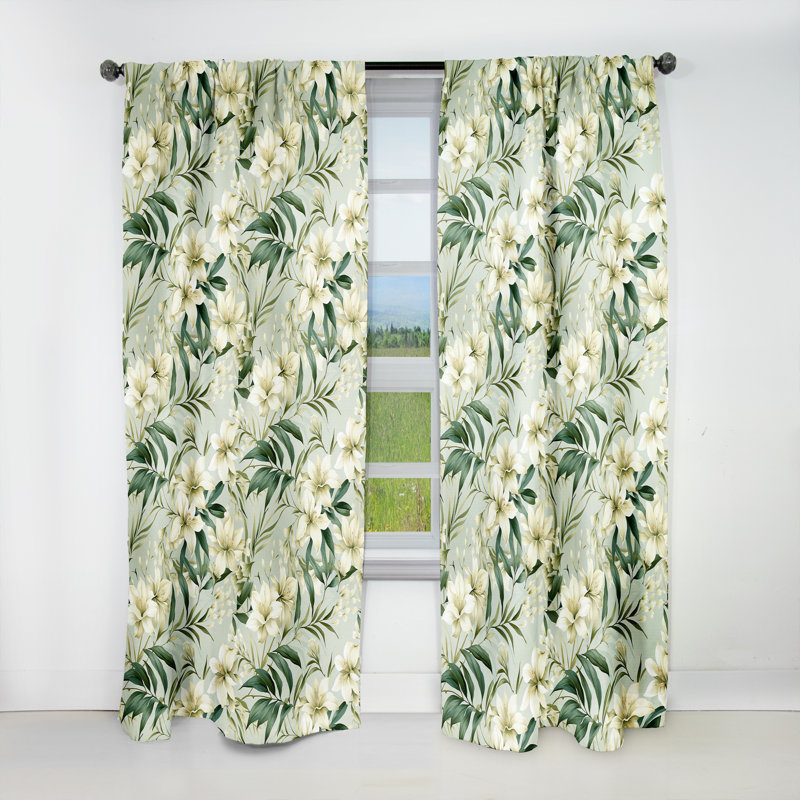 Bamboo Whispers Tropical Motif III - Panneaux de rideaux tropicaux, L 52 po x L 90 po
