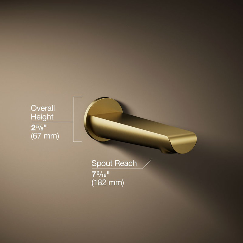 Avid Wall-Mount Bath Spout, Vibrant Brushed Moderne Brass