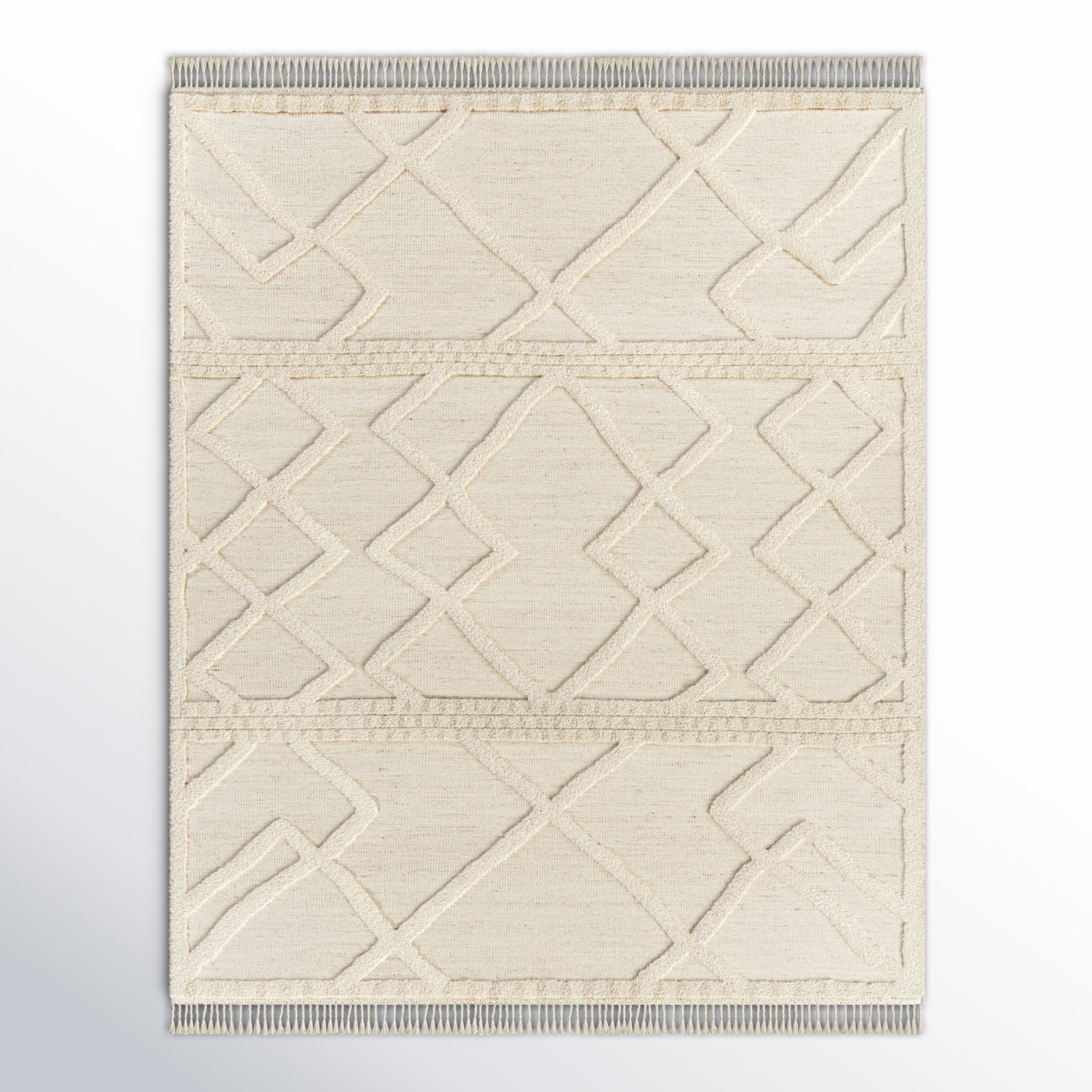 Leanna Hand-Knotted Beige Moroccan Rug, Rectangle 10' x 14'