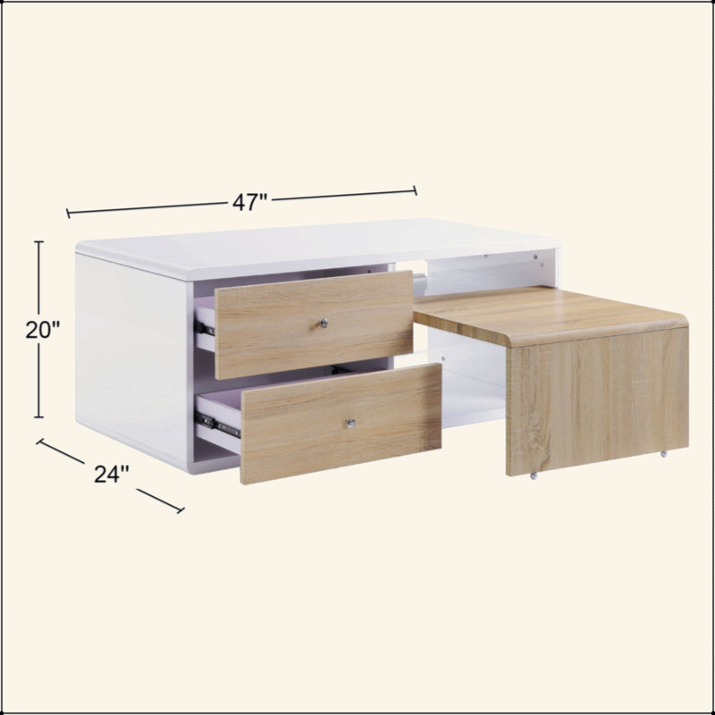 Rectangular Coffee Table With Pull-Out Table