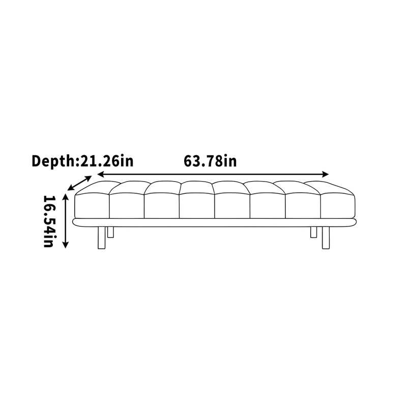 Tabouret de banquette en cuir, H 16,54 po x l 63,78 po x P 21,26 po