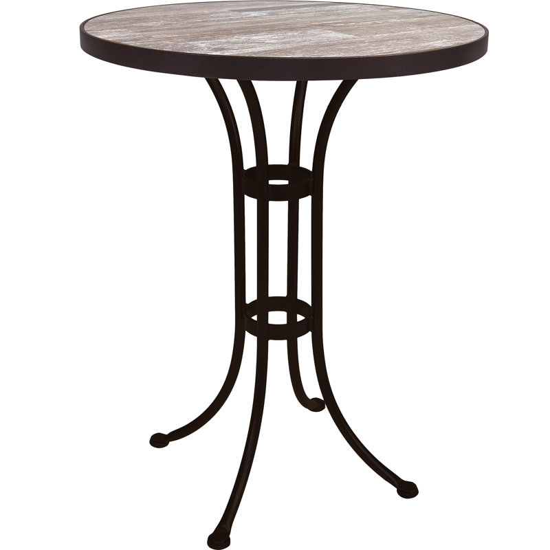 Outdoor Round Counter Table, 30" W x 30" L x 38.5" H, Summit Gray, Carbon Black