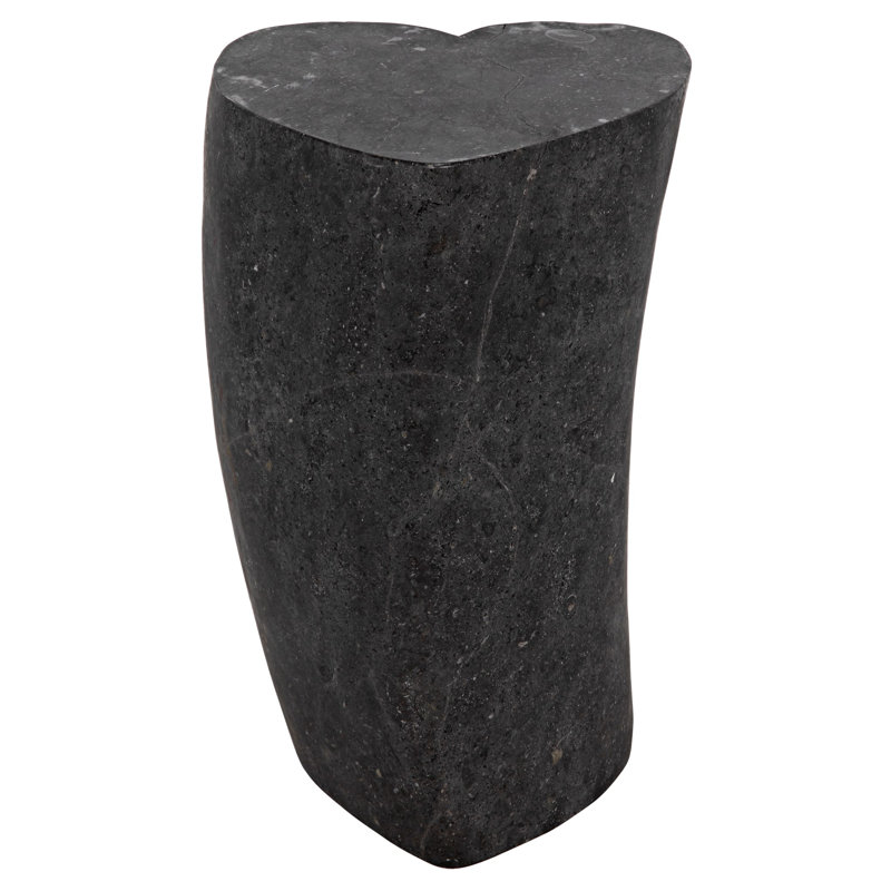 Noir Heart 18" Geometric Black Marble Block End Table