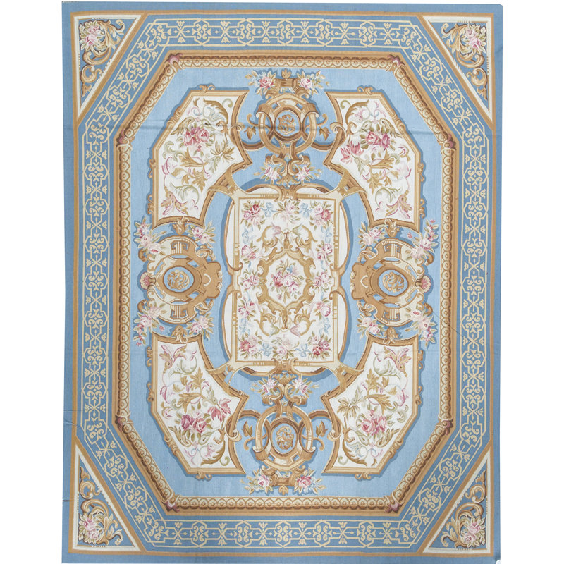 Hand-Knotted High-Quality Blue and Blue Area Rug