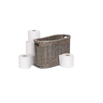 Wicker Toilet Bathroom Organiser Basket