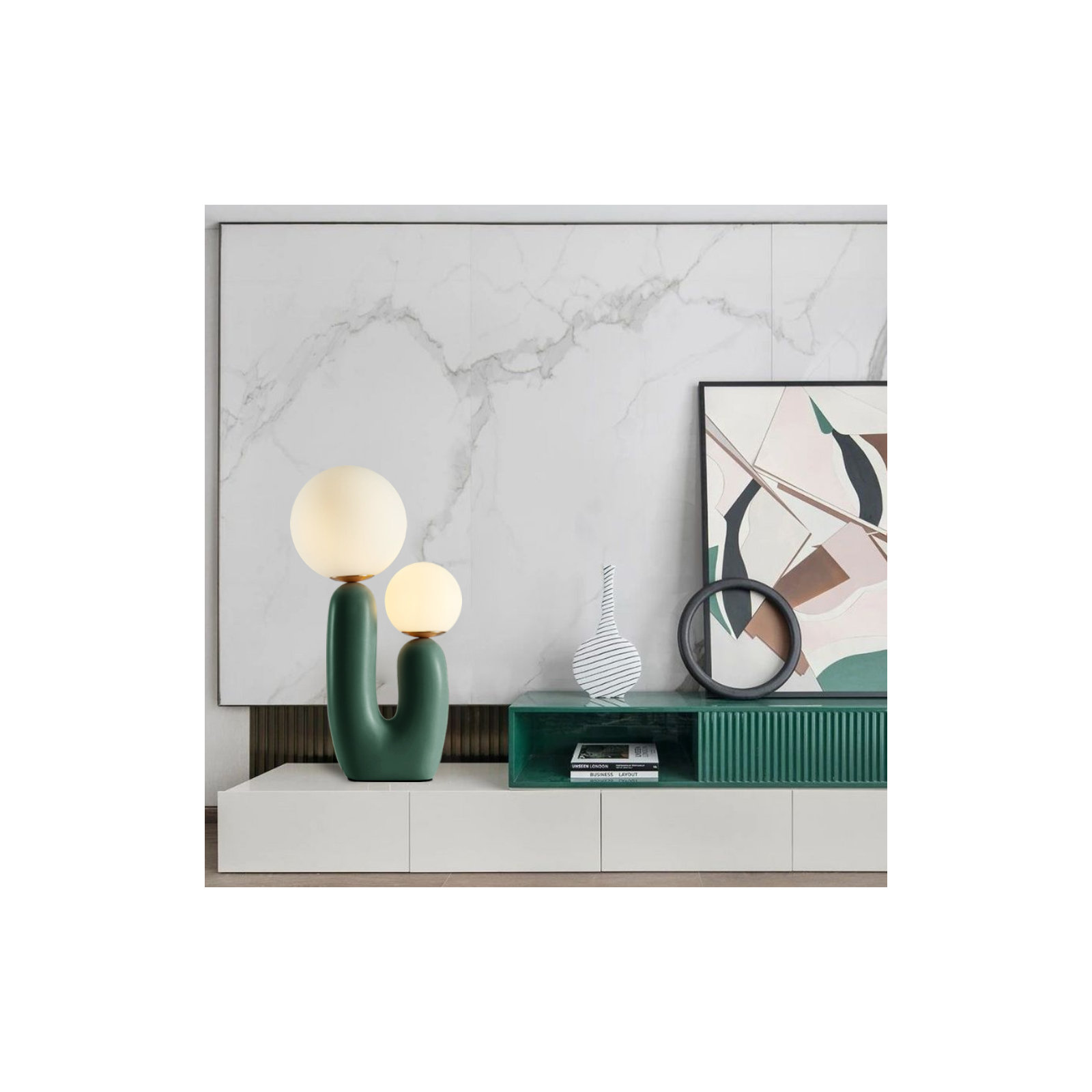 Yuma Resin Table Lamp, Green