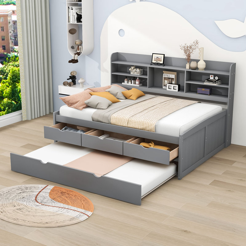 Tammeria Full / Double Daybed with Trundle, Light Gray