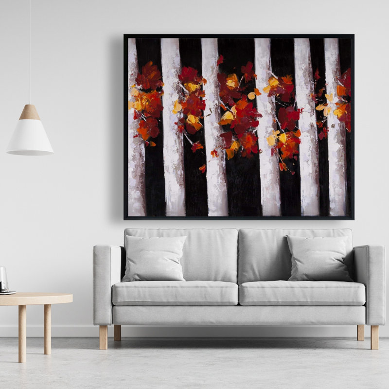 Trees And Fall Leaves Print On Canvas
