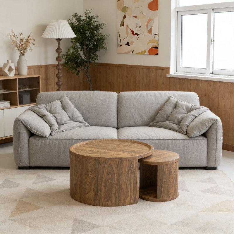 Ensemble de tables basses rondes, Bois