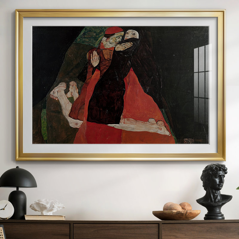 Cardinal and Nun (Caress) -Egon Schiele-Gallery, 1912, 26,5 x 36,5, Impression encadrée, Doré