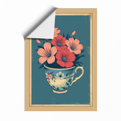 Flowers in Teacup Botanical - Framed Print