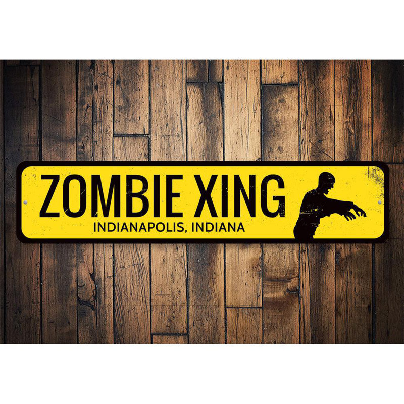 Signe en aluminium Zombie Crossing, H 4 po x l 18 po x P 0,04 po