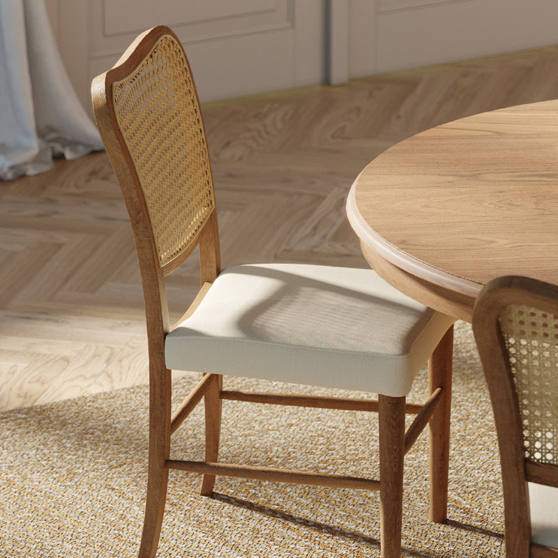 Maven Lane Vera Classical Wooden Dining Chair in Aged Black Finish with Taupe Linen Fabric Upholstery, Set of 2, Natural