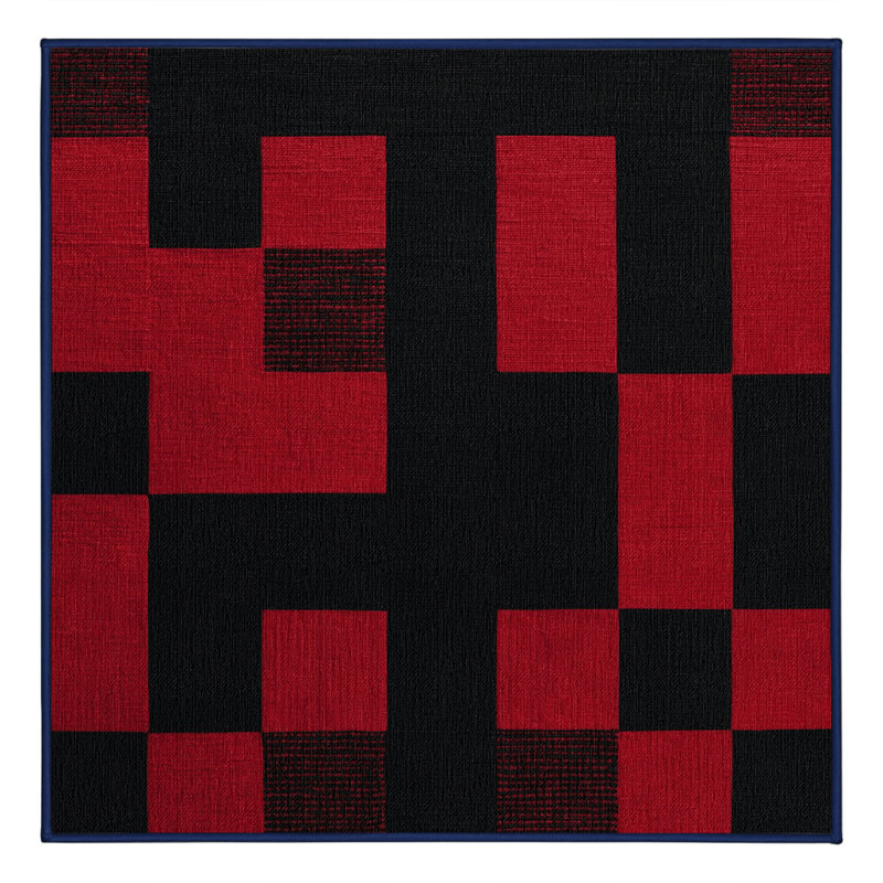 Machine Washable Checkered Purple Area Rug, Square 3'
