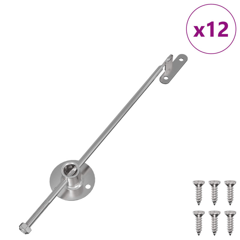Vidaxl Pull Rod Hinge Silver Metal Hardware Door Gate Cabinet Accessories Home, 3cm H x 19cm W