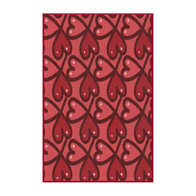 Tapis rouge en laine à motif géométrique