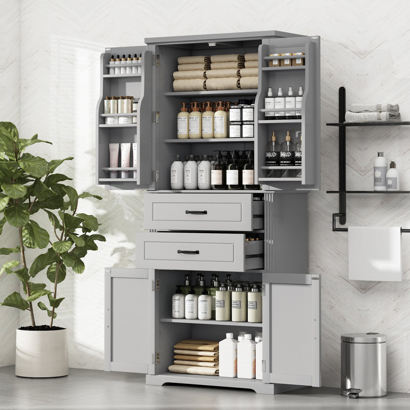 Storage Cabinet With Multi-Functional Storage Space For Kitchen/Bathroom/Dining Room/Living Room, Gray