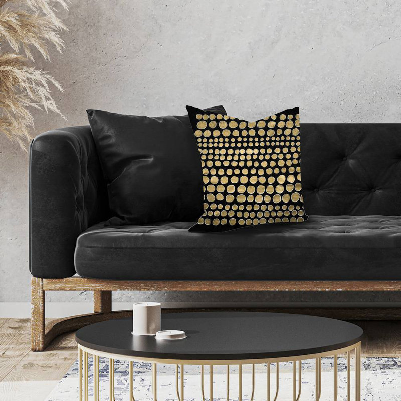 Dots on gold - 18"x18" Throw pillow cover - Poly twill - Print on demand, 18"H x 18"W, Pillow Cover Only - No Insert