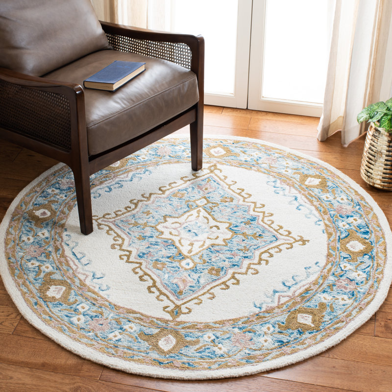Bridgham Hand Tufted Indian Wool Oriental Rug, Round 5'
