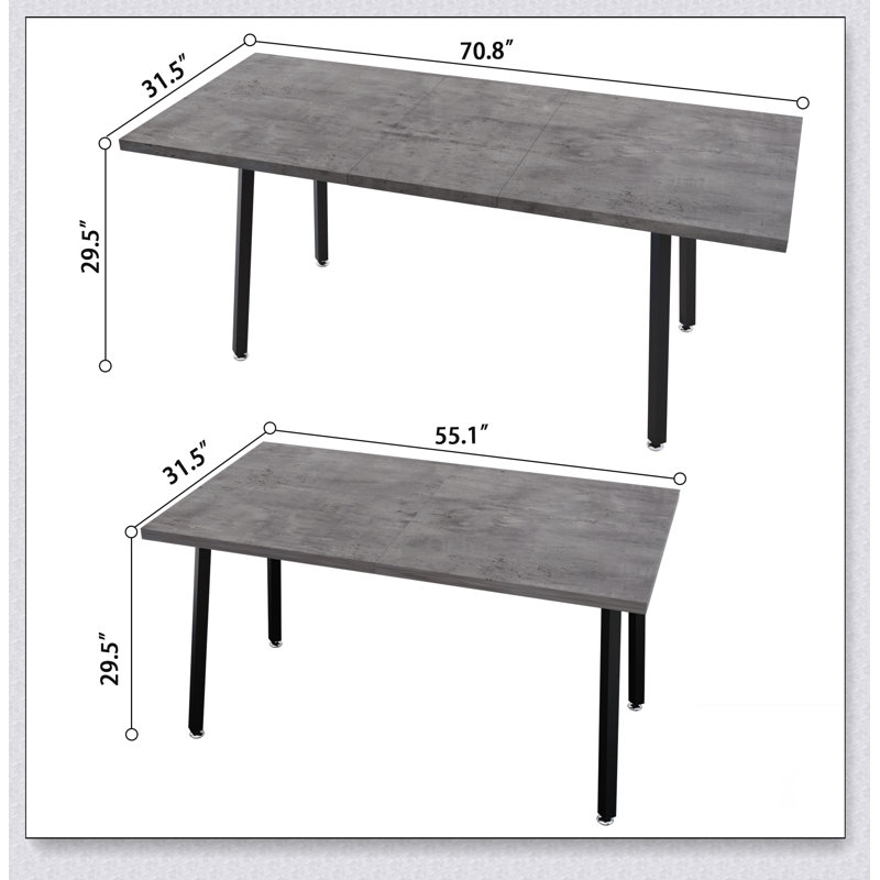 Table de salle à manger rectangulaire extensible de 55,12 à 70,87 po pouvant accueillir de 4 à 6 personnes, équipée de 4 chaises de salle à manger rembourrées en polyuréthane épais
