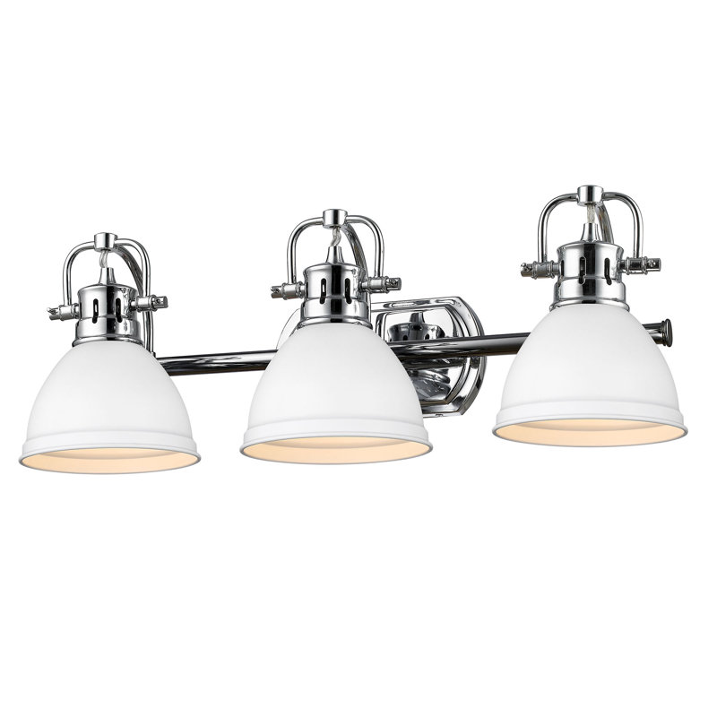 Éclairage pour salle de bain Drakeford, Chrome chrome, Blanc mat, Trois lumières