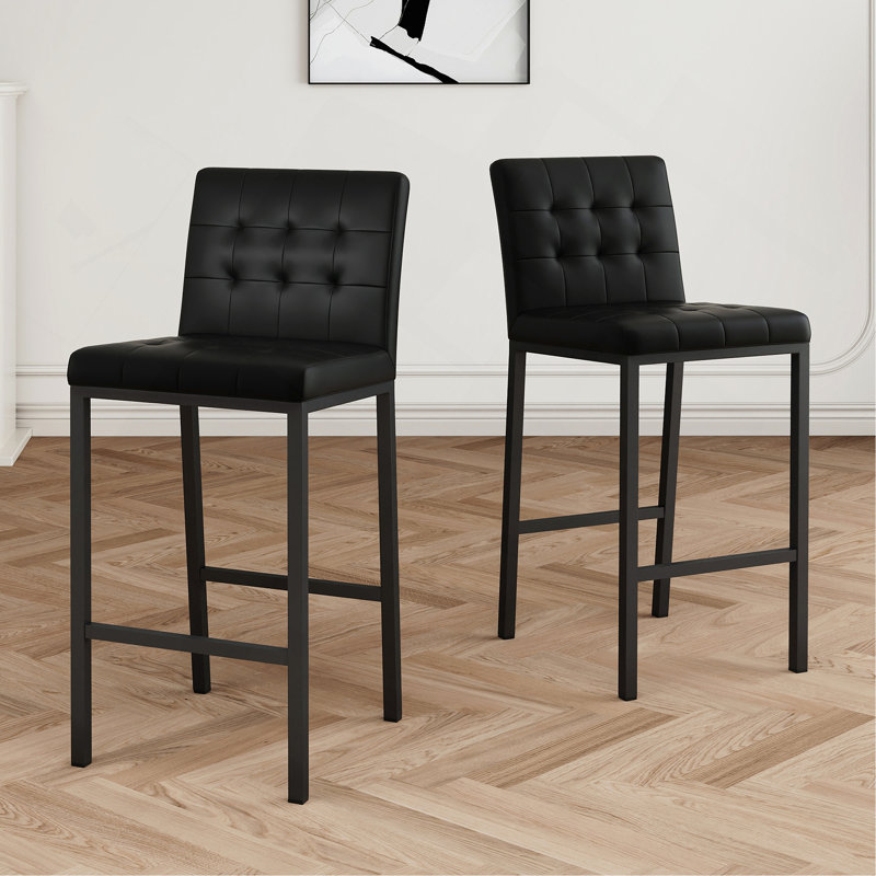 Chaise de bar de style moderne avec tabourets hauts en métal et pieds de chaise peints en aérosol noir, convient aux bar-restaurants (ensemble de 2)
