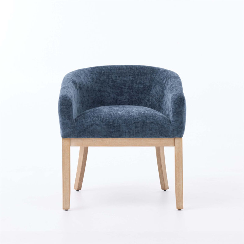 Chaises de salle à manger demi-tonneau rembourrées de style Mid-Century avec accoudoirs, chaises d'appoint de cuisine et de salle à manger en chenille de ferme, structure en bois franc, chaise 19 po seulement