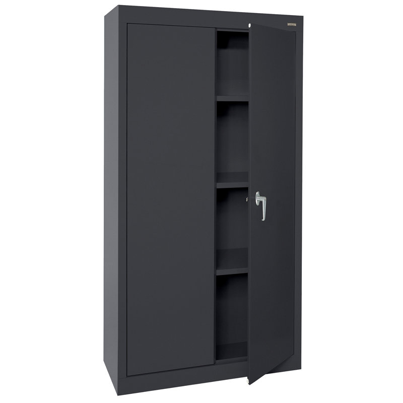 Black 66'' Freestanding Lockable Steel Office Cabinet