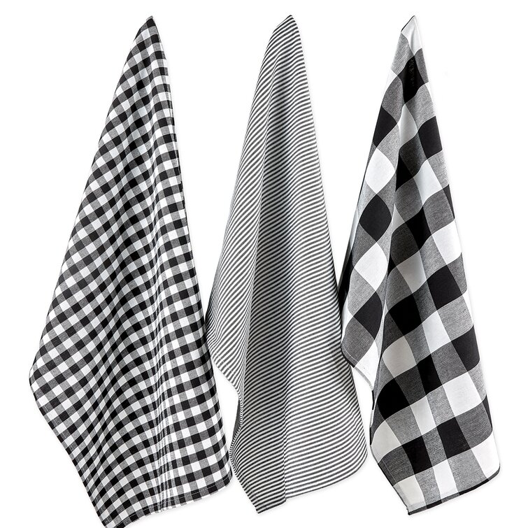 KitchenAid Stripe Gingham Dual Purpose Kitchen Towel 3-Pack Set, Matte  Grey, 16 x 28