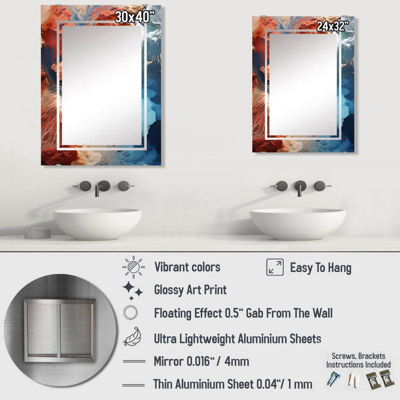 Clapback - Miroir mural bord de mer grand MIR139326, 32 po x 24 po