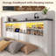 Lit de ferme avec rangement, format Queen, tête de lit, lumière DEL et port USB, 4 tiroirs sous le lit, station de charge intégrée, silencieux, sans sommier requis.-404900104-404900106