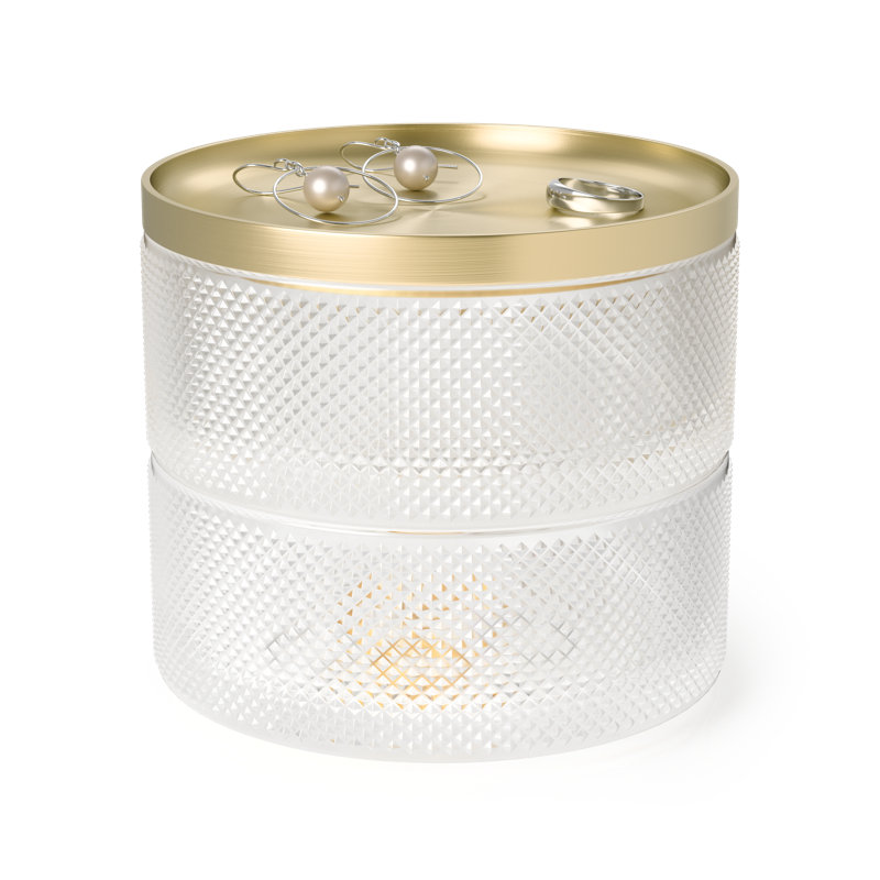 Tesora Brass and Glass Two-Tier Jewelry Box