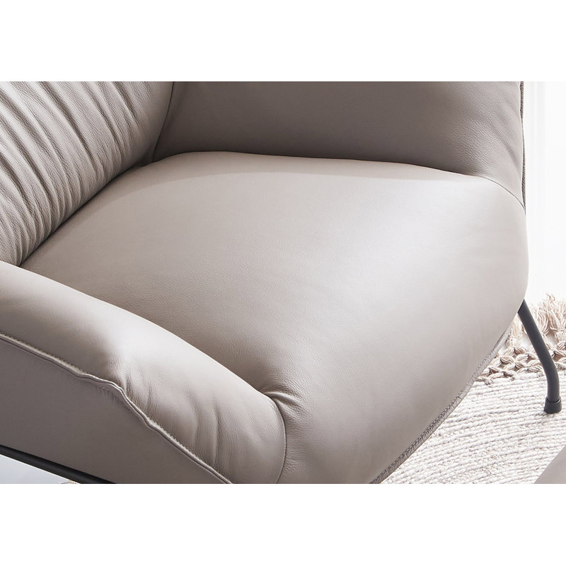 Top Grain Leather Accent Chair and Ottoman, Khaki