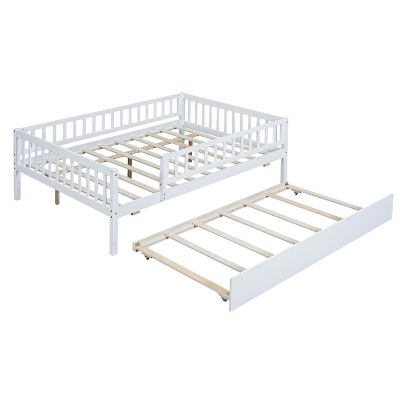 Kids Daybed Wood Bed with Two Drawers, White, Full
