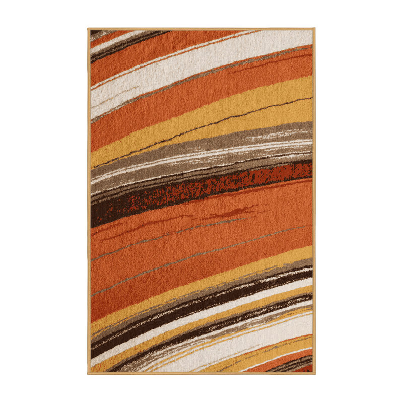 Machine Washable Space Brown Area Rug, Runner 2' x 4'