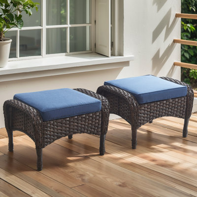 Gaetanino Wicker Outdoor Ottoman with Cushion