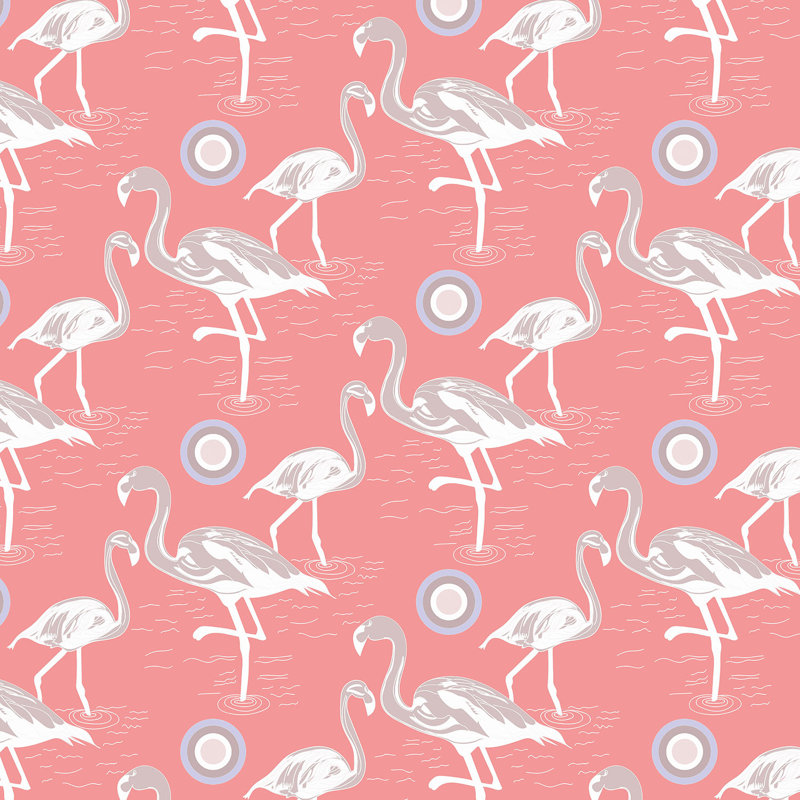 DiaNoche Twin Duvet Cover Sets Microfiber by Yasmin Dadabhoy - Flamingo 3 Peach, Queen Duvet Cover + 2 Standard Shams