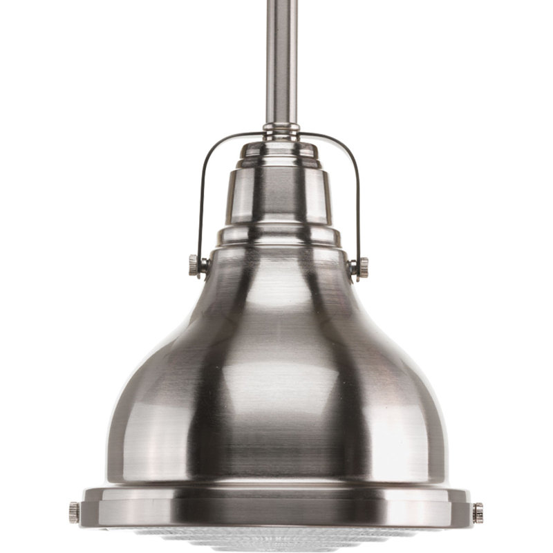 Luminaire suspendu en forme de cloche à 1 lumière Laverty, Nickel brossé