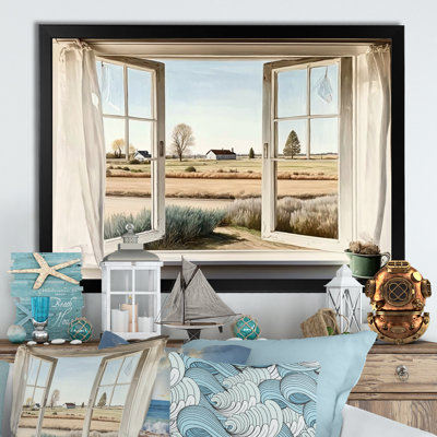 «Window to Landscape Views III - Farm Landscape», art encadré
