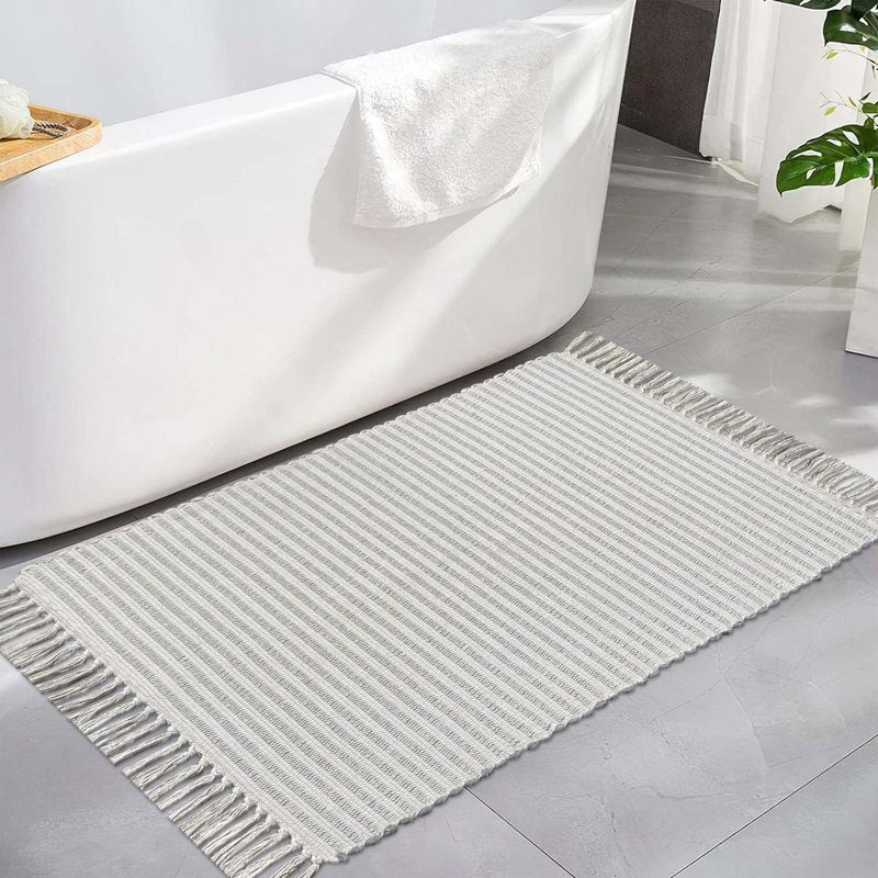 Tapis pour salle de bain en coton Annzley, Gris, Simple - L 51 po x l 24 po