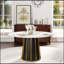Table de salle à manger moderne en pierre artificielle ronde avec base en fer, 6 places, durable et élégante pour toute maison-2029280981-2029280976